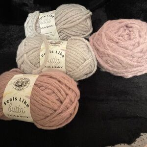Lion Brand Yarn Bundle - Pink and Gray
